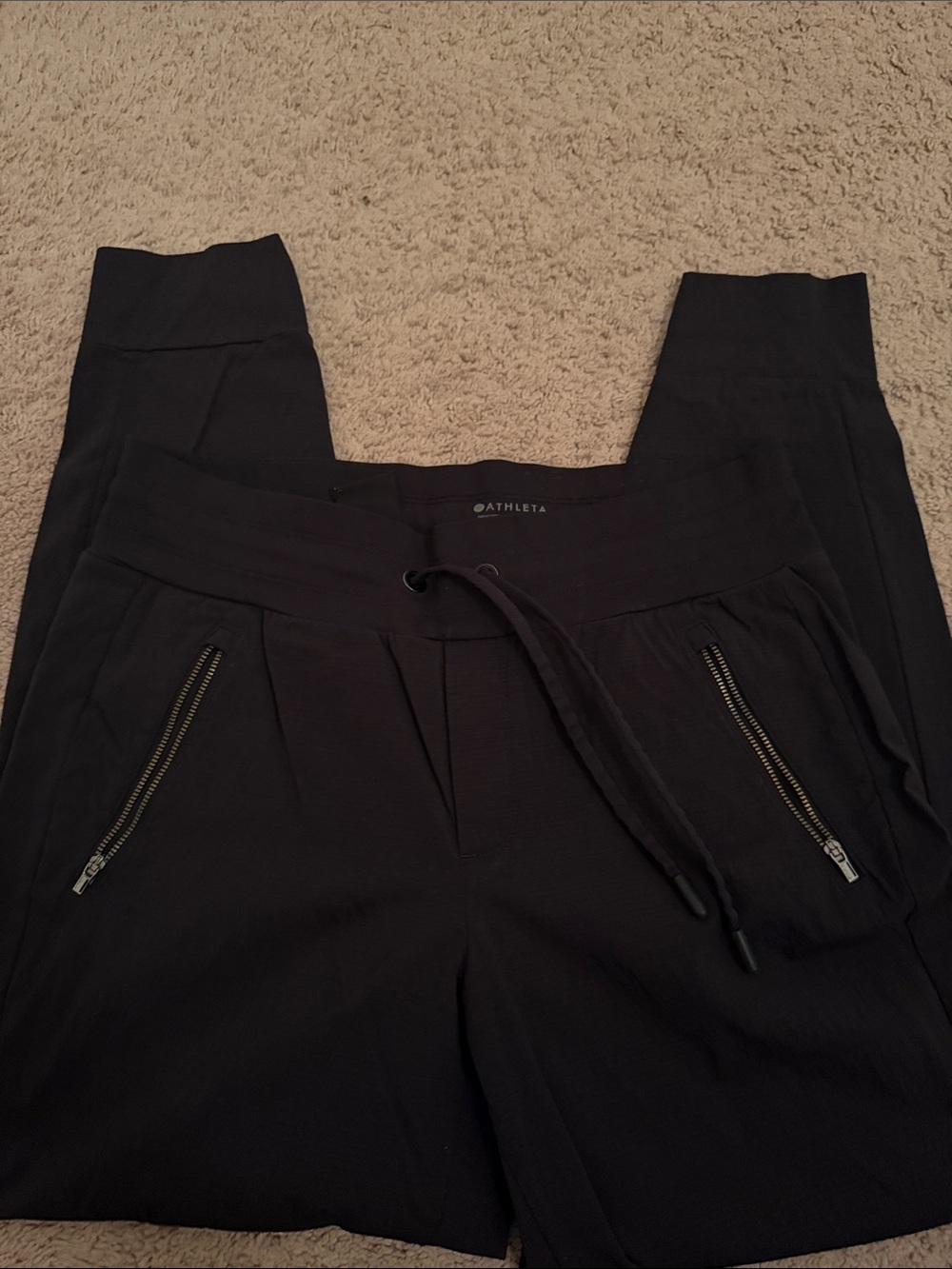 Athleta Black Zip-Pocket Drawstring Joggers